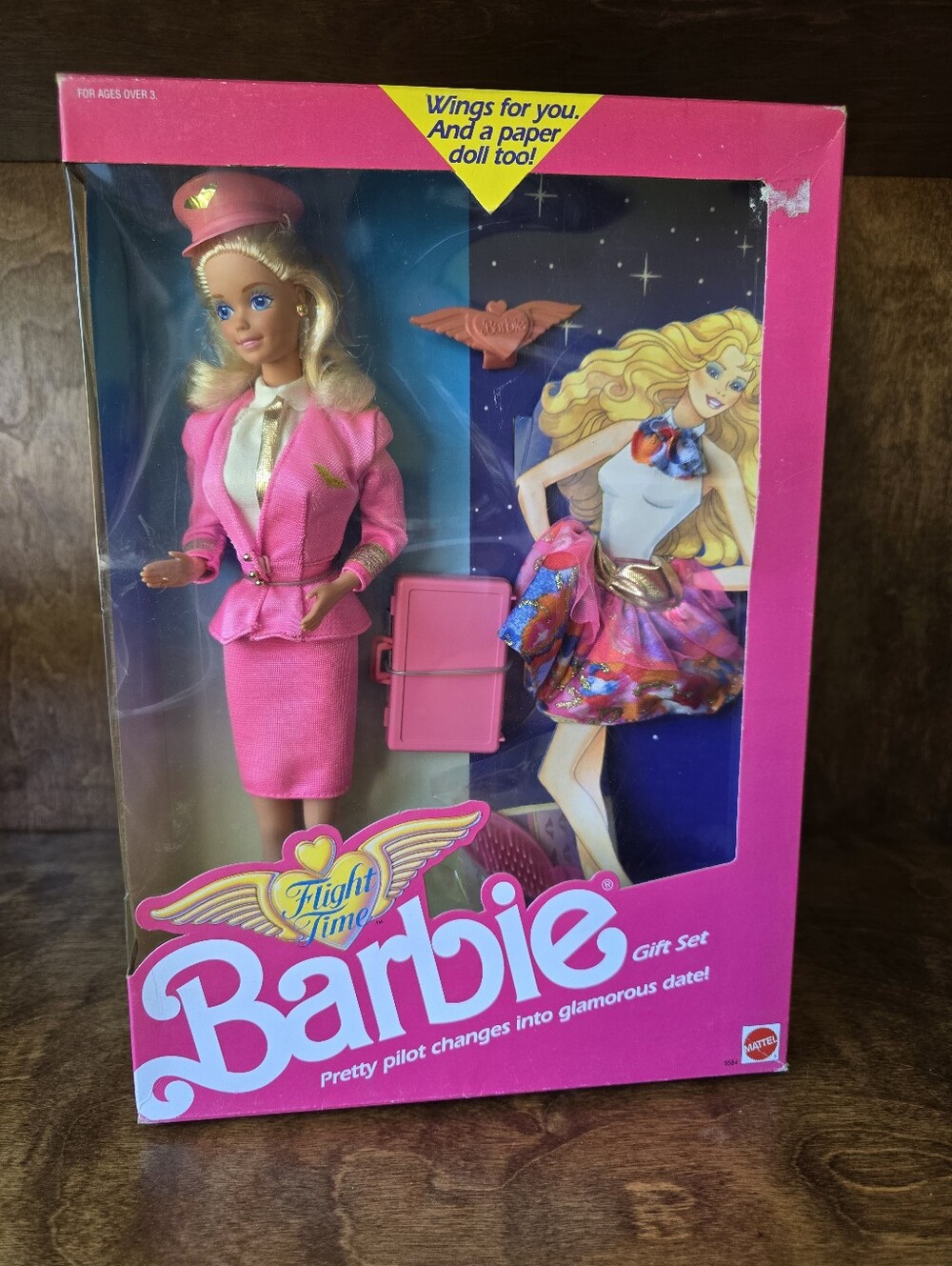 Vintage 1989 Mattel Flight Time Barbie Gift Set Blonde Pilot #9584 NIB NRFB